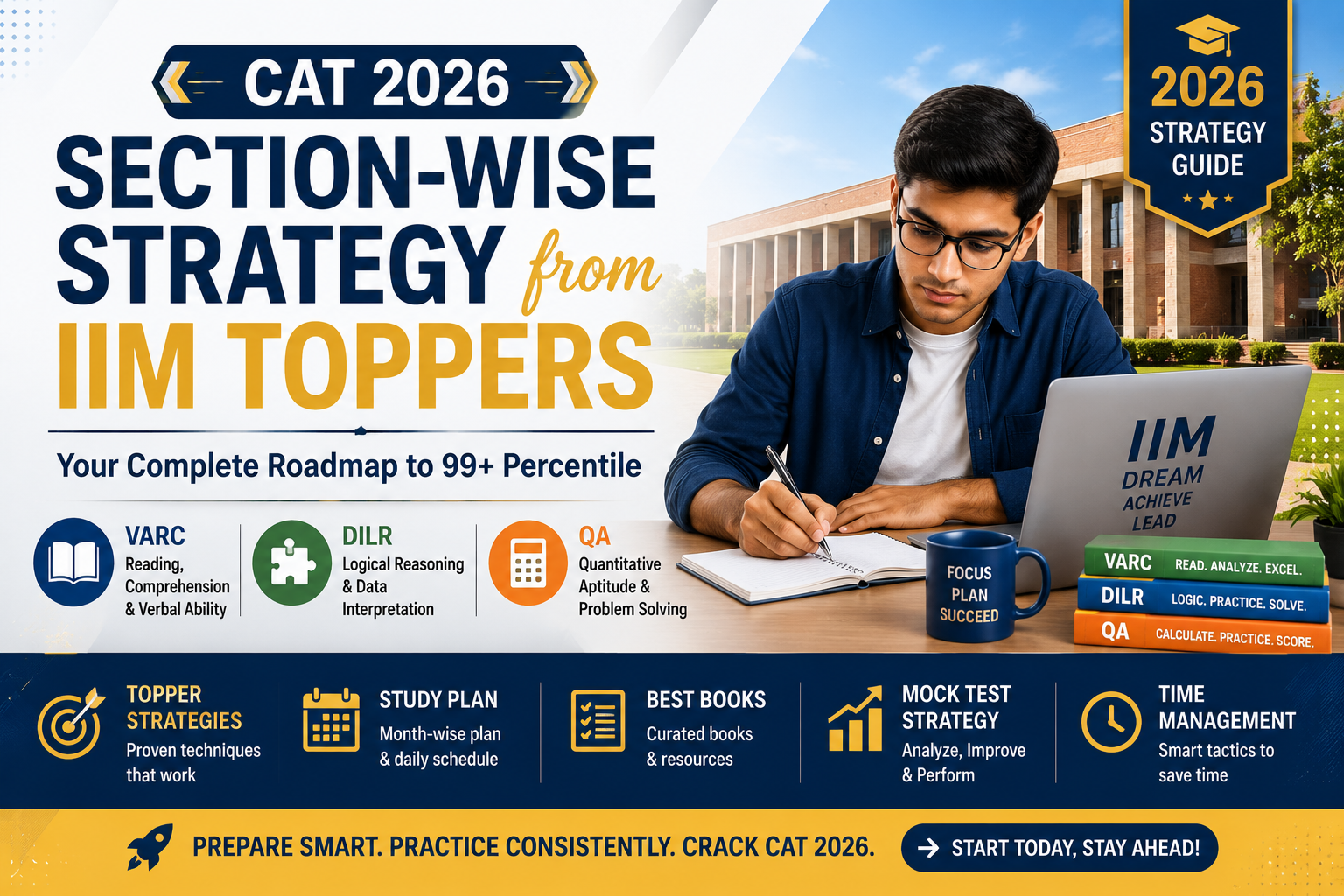 CAT 2026 Section-wise Strategy from IIM Toppers: Complete VARC, DILR & QA Preparation Guide